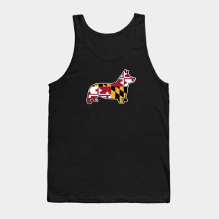 Corgi Silhouette with Maryland Flag Tank Top